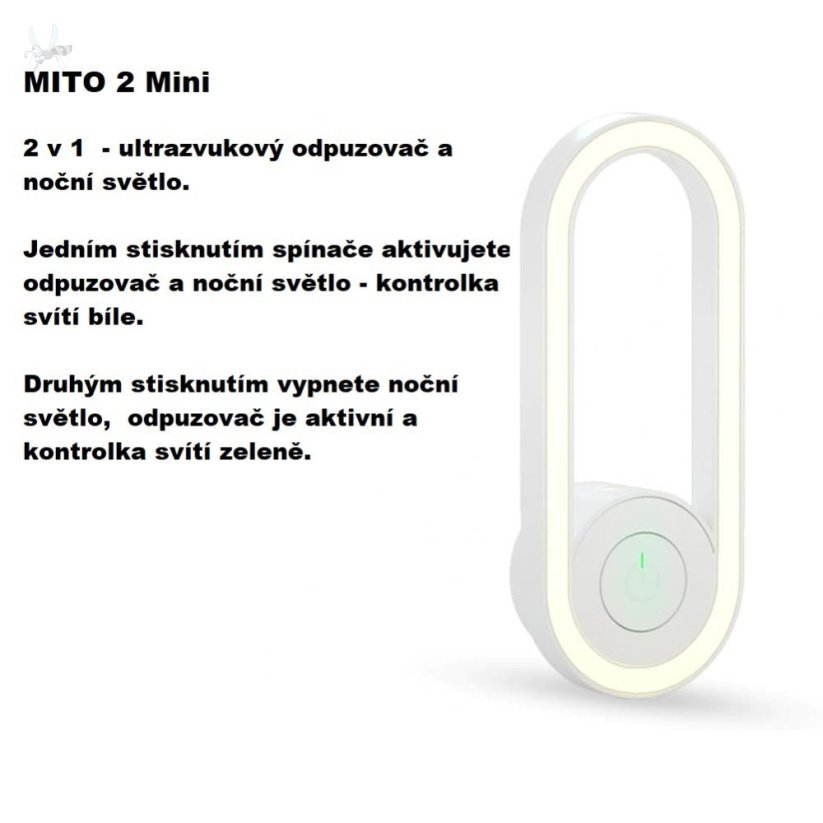 MITO 2 Mini Night Light  – Ultrazvukový odpuzovač myší a škůdců - Barva: Bílá
