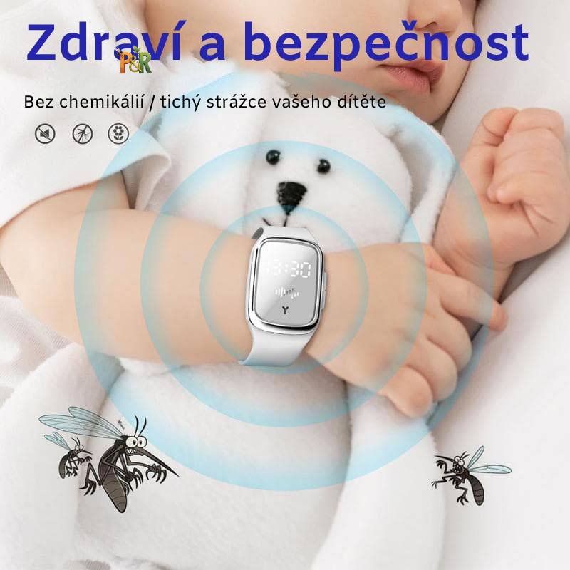 Pest Reject - LED náramek proti komárům se zobrazením času M2 - Barva: Růžová