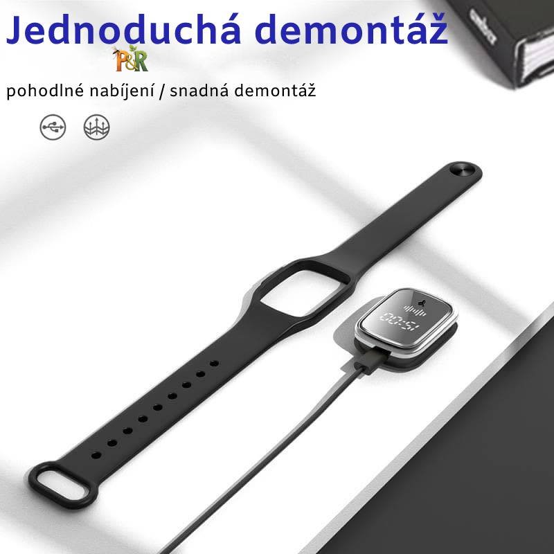 Pest Reject - LED náramek proti komárům se zobrazením času M2 - Barva: Růžová
