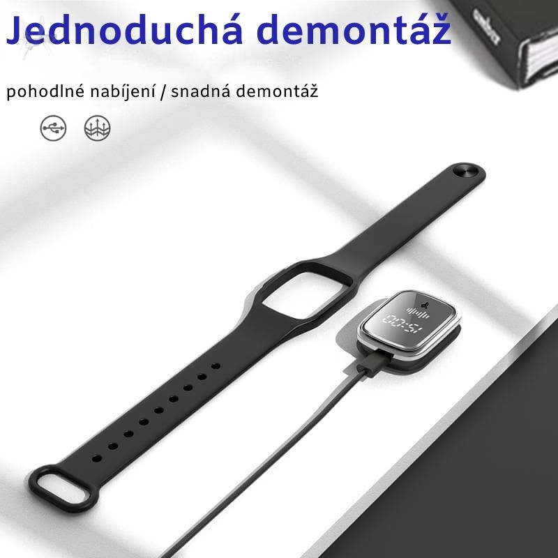 Pest Reject - LED náramek proti komárům se zobrazením času M2 - Barva: Růžová