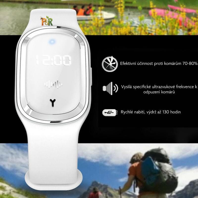 Pest Reject - LED náramek proti komárům se zobrazením času M2 - Barva: Růžová