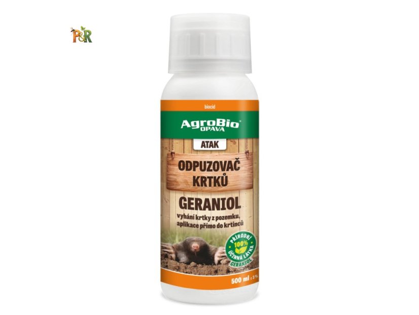 Tekutý odpuzovač krtků ATAK Geraniol (500 ml) – Okamžitý účinek