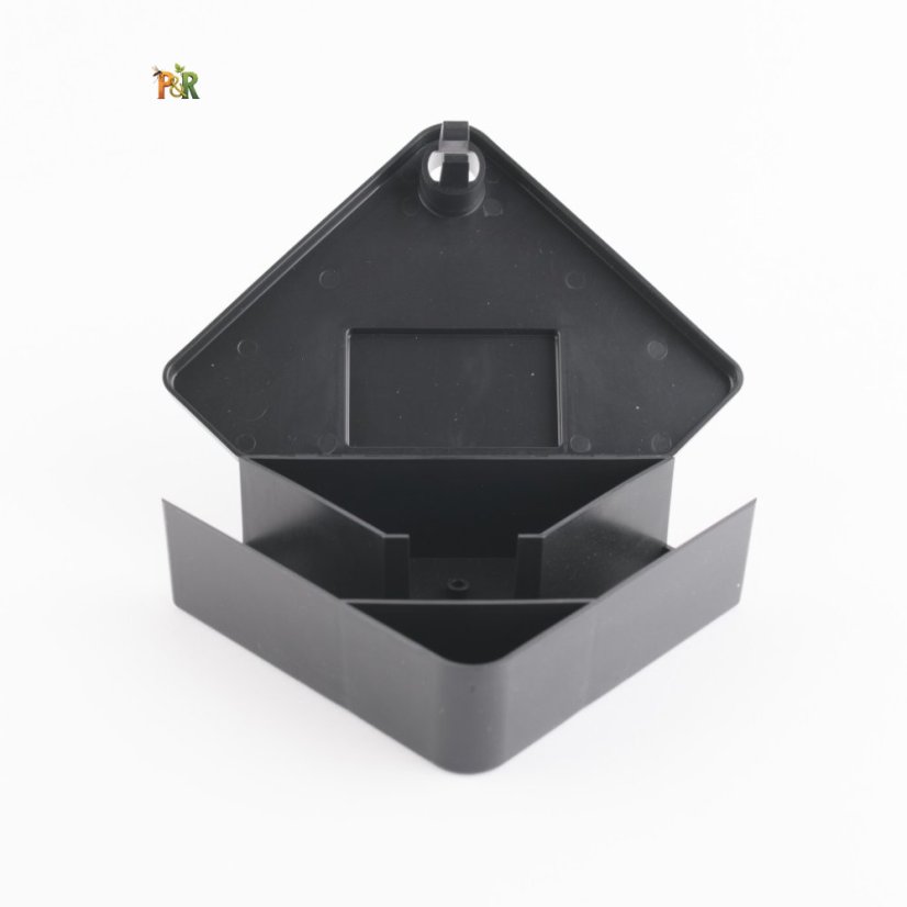 Rohová uzamykatelná deratizační stanička – černá