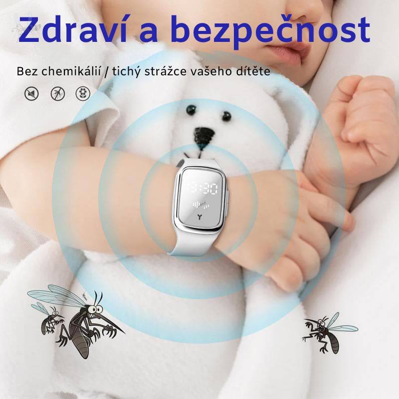 Pest Reject - LED náramek proti komárům se zobrazením času M2 - Barva: Růžová