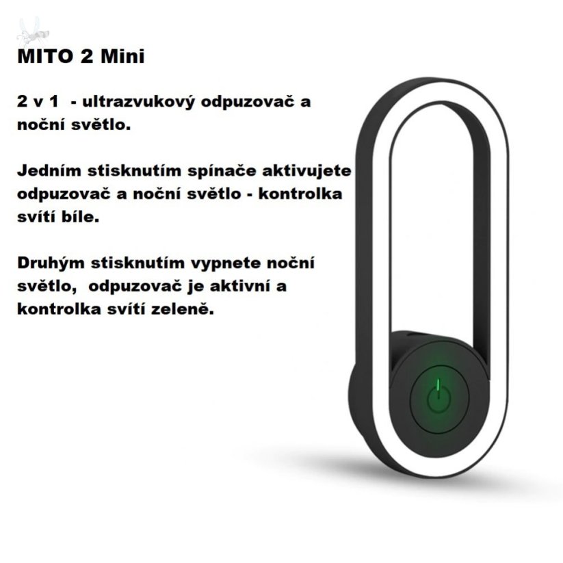 MITO 2 Mini Night Light  – Ultrazvukový odpuzovač myší a škůdců - Barva: Černá