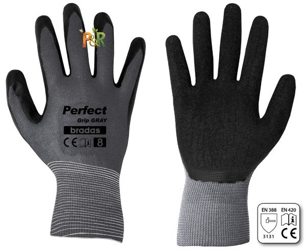 Ochranné rukavice PERFECT GRIP GRAY - Velikost: 8