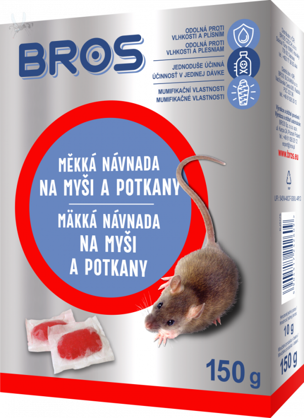 BROS měkká návnada na myši a potkany 150g