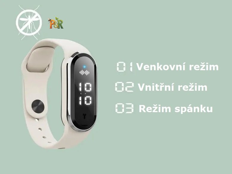 Pest Reject - Ultrazvukový náramek proti komárům M21 - Barva: Černá